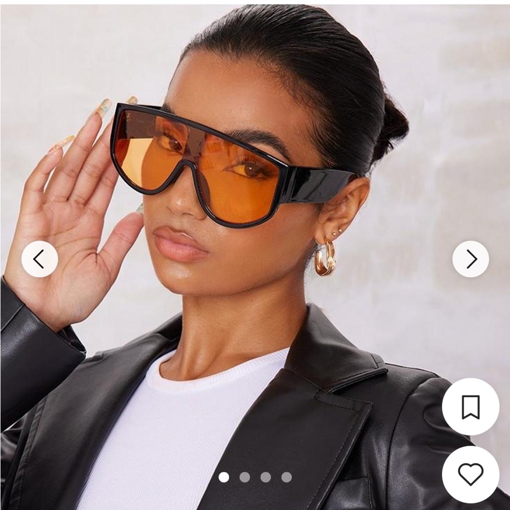 PrettyLittleThing Black with Orange Lens Oversized Visor Sunglasses